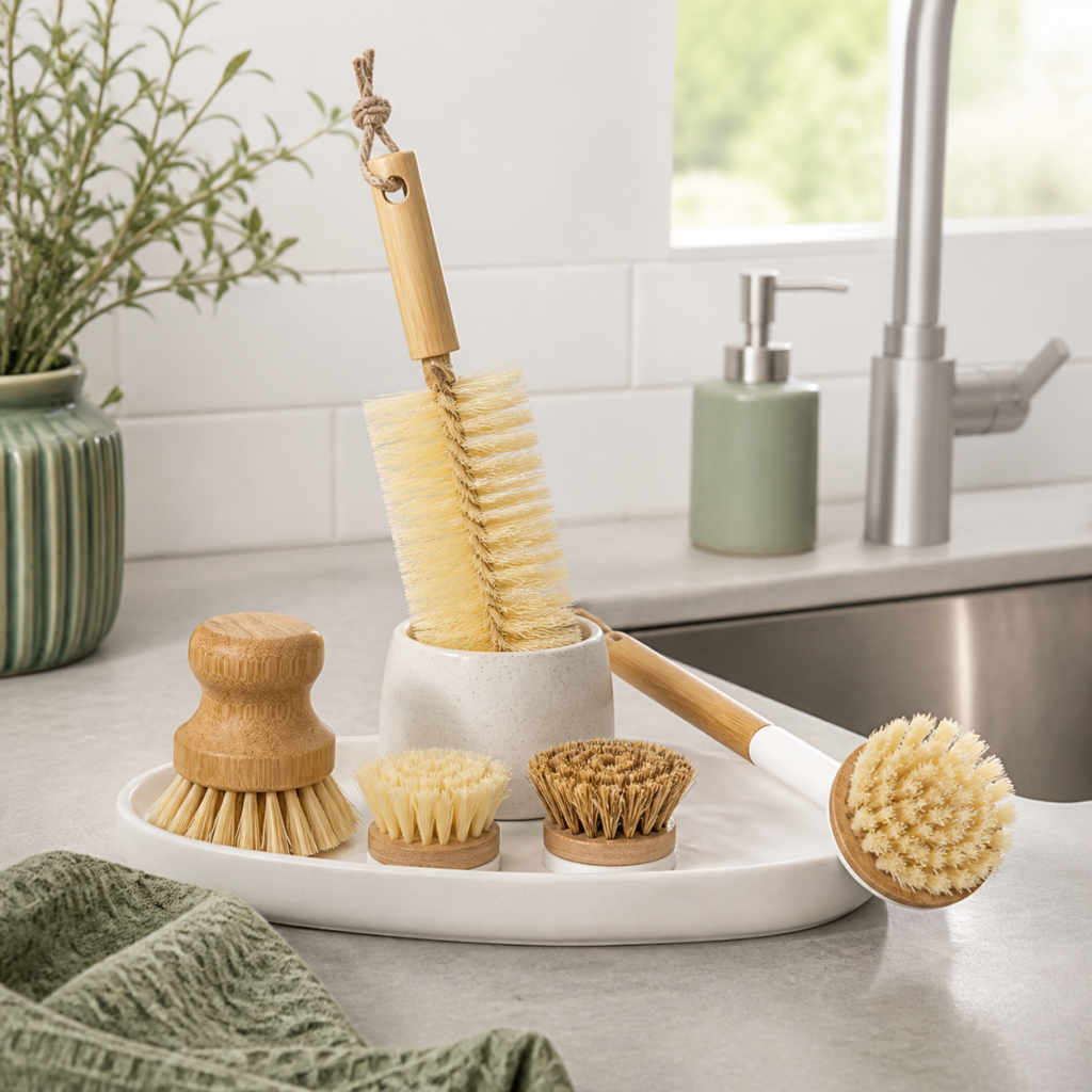 Bamboo Handle Kitchen Brush Set