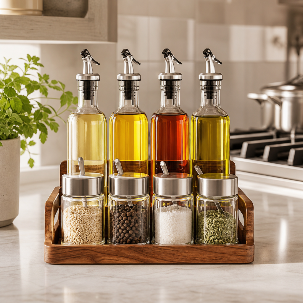 Glass Oil Dispenser and Seasoning Set