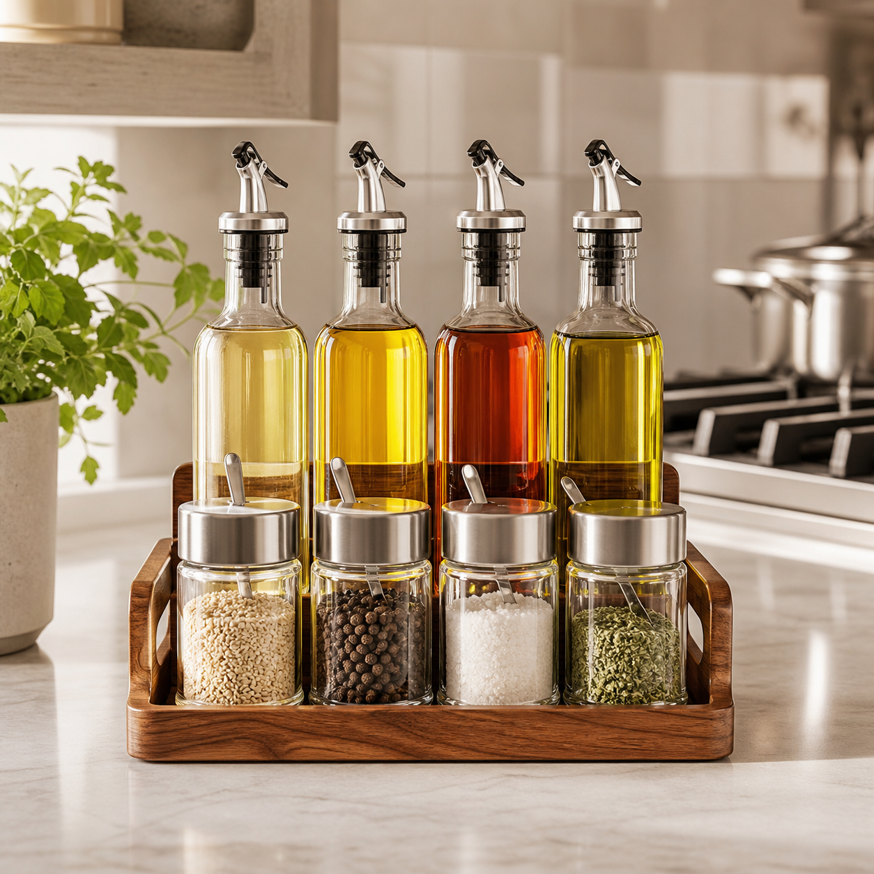 Glass Oil Dispenser and Seasoning Set